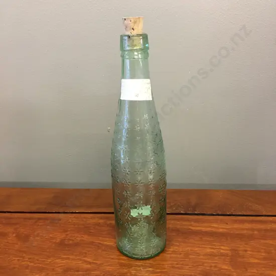 Rare Antique ROSS'S ROYAL BELFAST Green Glass Bottle c1880s, With Raised Star Pattern. H23.5cm